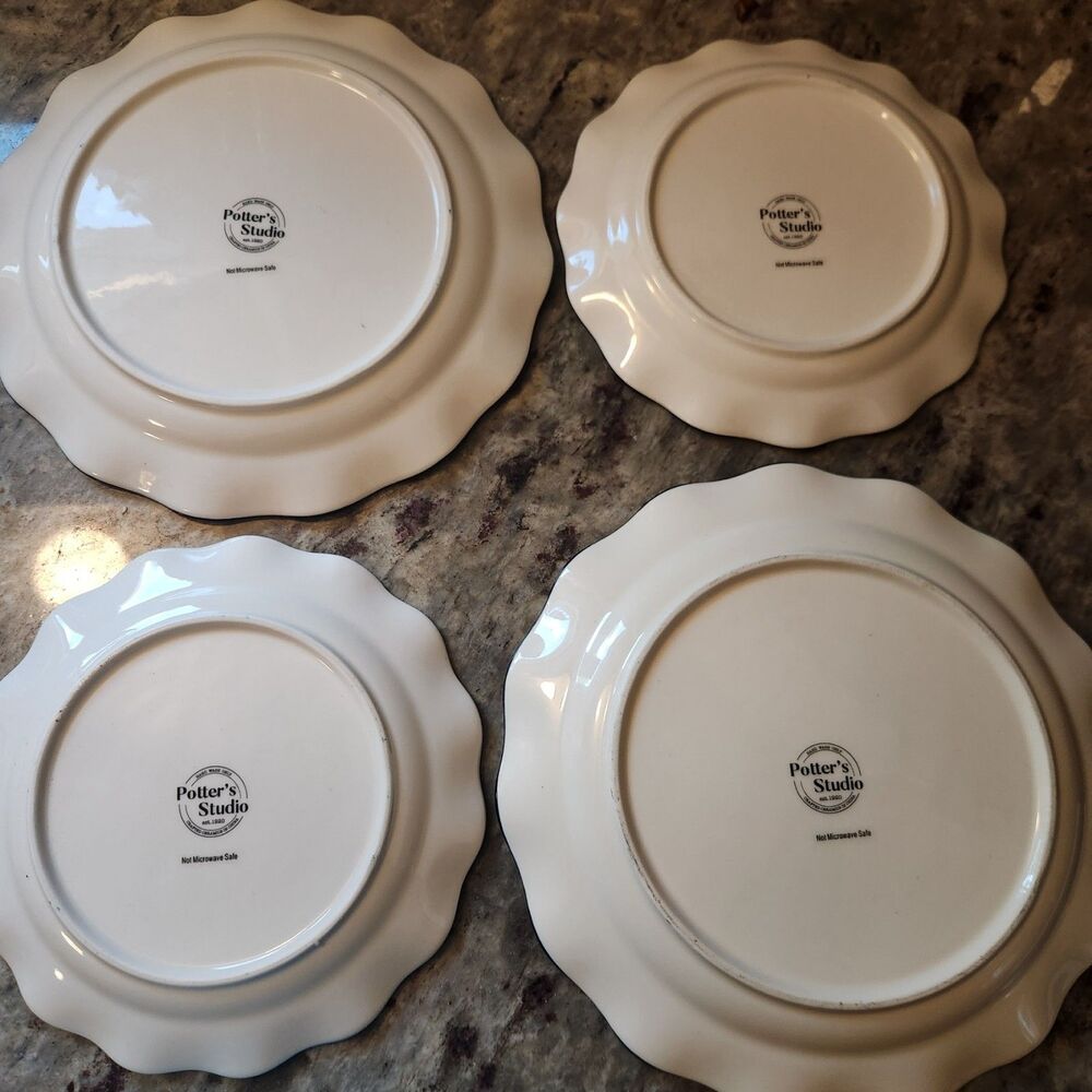 Potter's Studio Halloween Graveyard Scalloped Plates - 2 Dinner & 2 Salad plates - Picture 6 of 8